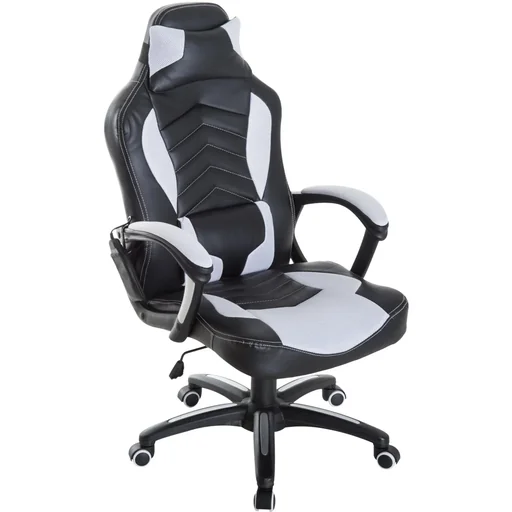 "Bürostuhl Gaming Stuhl mit Massage- und Wärmefunktion schwarz-weiß image"