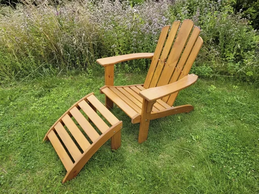 "Set Deckchair mit Fußablage, honigbraun image"