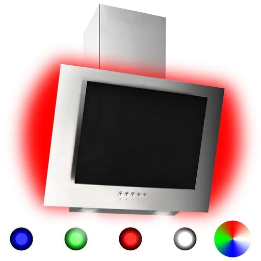 "RGB-LED-Wandhaube 60 cm aus Edelstahl und gehärtetem Glas image"