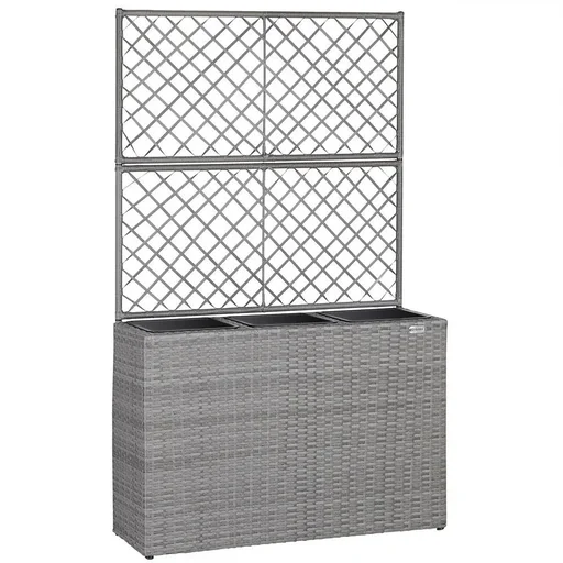"Polyrattan Pflanzgefäß mit Spalier grau image"