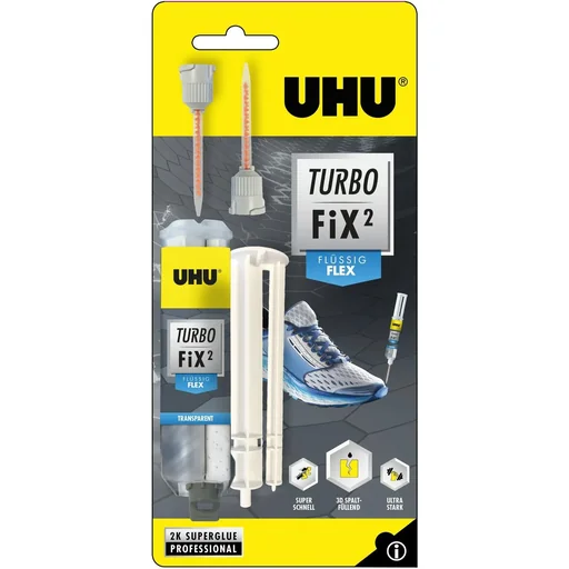"Uhu Turbo Fix² Flüssiger Flex 2-Komponenten-Klebstoff 10g image"