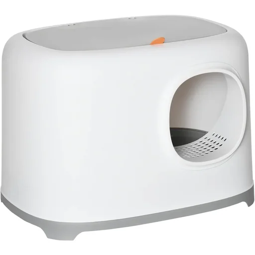 "Design Katzentoilette mit Deckel - Netzboden - Weiß - 55 x 40 x 39 cm image"