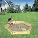 6eck Sandkasten "Fynja" farbig+weiße Abdeckplane