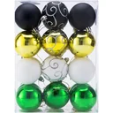 Kugeln Satz von 24 - Grün Weiß Schwarz Gold - Kunststoff