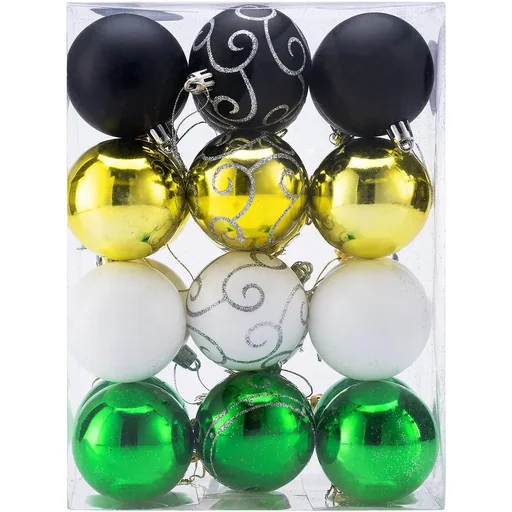 "Kugeln Satz von 24 - Grün Weiß Schwarz Gold - Kunststoff image"