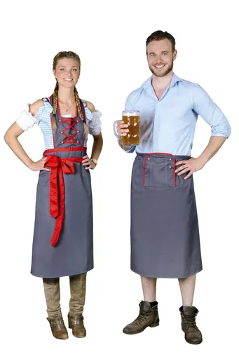 "Schürzen im 2er Set, je eine für SIE & IHN, grau/rot, Einheitsgröße image"