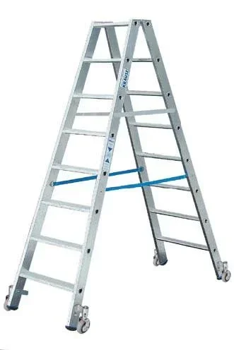 "Stufen Doppelleiter 2 x 6 Stufen Leiter Alu fahrbar image"