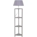 Stehlampe Stehleuchte Lampenschirm 40W Skandinavisch Holz + Leinen grau 46 x 46 x 158,5 cm