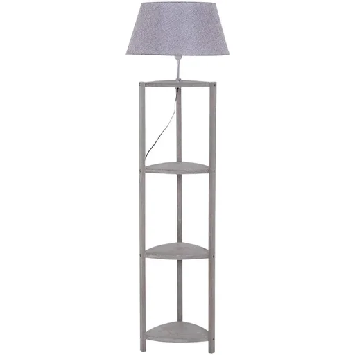 "Stehlampe Stehleuchte Lampenschirm 40W Skandinavisch Holz + Leinen grau 46 x 46 x 158,5 cm image"