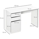 Schreibtisch Computertisch mit 2 Schubladen Schrank Arbeitstisch Bürotisch große Tischplatte modern Weiß 120 x 50 x 75 c