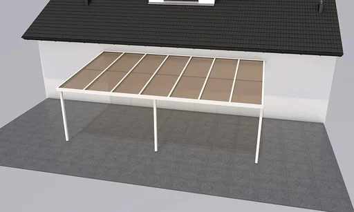 "Terrassendach Premium, weiß, 7120 x 4060 mm - Polycarbonat Stegplatten 16 mm, bronze image"