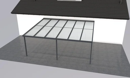 "Terrassendach Premium, anthrazit, 6110 x 5060 mm - Polycarbonat Stegplatten 16 mm, klar image"