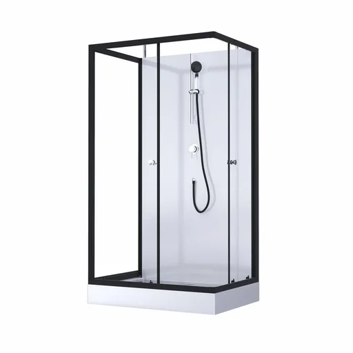 "Komplettdusche "Black and White" 80 x 110 x 200 cm image"