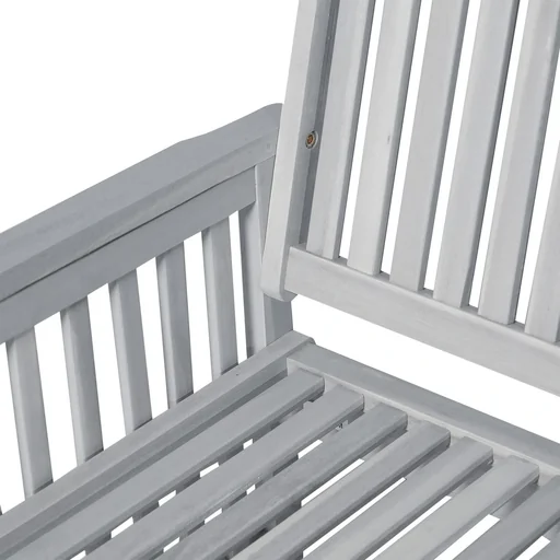 "2-Sitzer Sitzbank Gartenbank Holzbank mit Armlehne Landhausstil Akazienholz Grau 117 x 63 x 90 cm image"