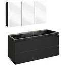 Concept Badezimmermöbel met Spiegelschrank 100cm - schwartz/schwartz