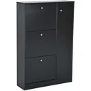 Schuhschrank Schuhablage 3 Klappen 28 Paar Schwarz
