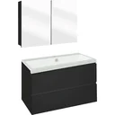 Concept Badezimmermöbel met Spiegelschrank 80cm -schwartz/Weiss