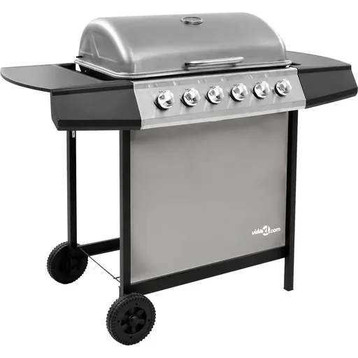 "Gasgrill mit 6 Brennern schwarz und silber image"