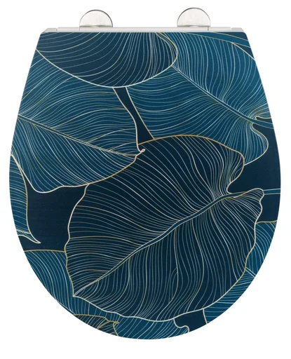 "Premium WC-Sitz Big Leaves mit Relief, aus antibakteriellem Duroplast, mit Absenkautomatik image"