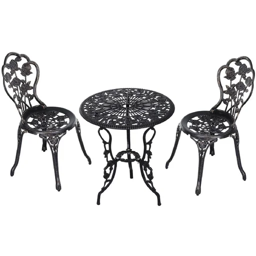 "Gartenmöbel 3 tlg. Gartenset Sitzgruppe Tisch Stuhl Metall Bronze image"