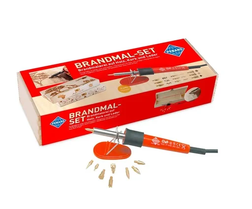 "Brandmalset mit 9 Aufsätzen in Holzbox image"