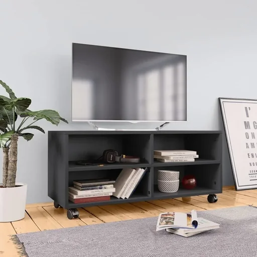 "TV-Schrank mit Rollen 90x35x35 cm Spanplatte grau image"