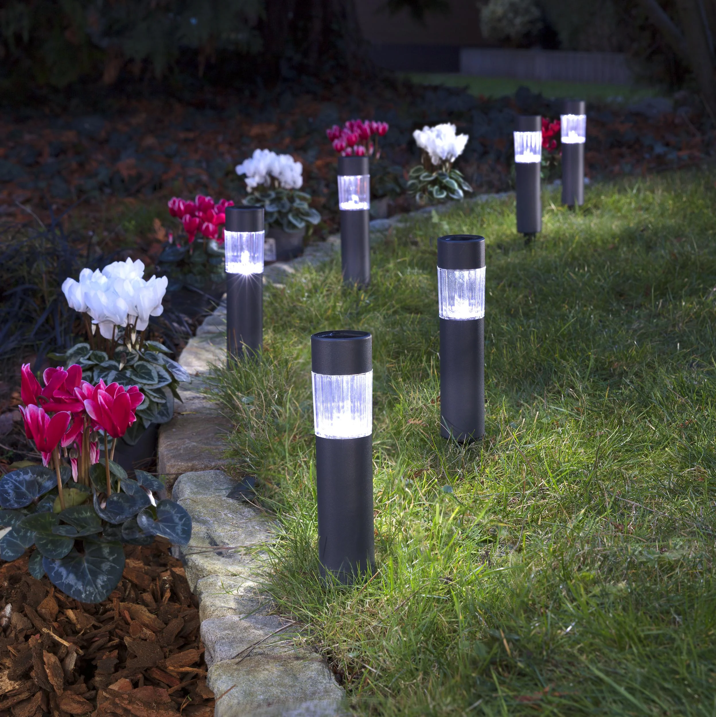 Solar Poller Leuchten in dunkelgrau - 6er Set