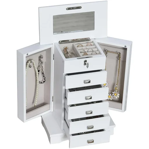 "Schmuckschrank mit Spiegel, weiß image"