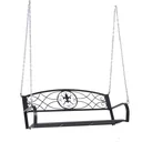 Hängebank 2-Sitzer Gartenschaukel Schaukelbank Schwebebank mit Ketten Metall Schwarz 132 x 63 x 58 cm