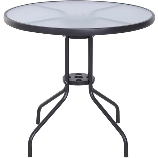 "Gartentisch mit Sonnenschirmhalter schwarz image"