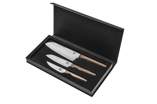 "Damast-Messer-Set „Vital“, Kokos-Griffe, 3-teilig image"