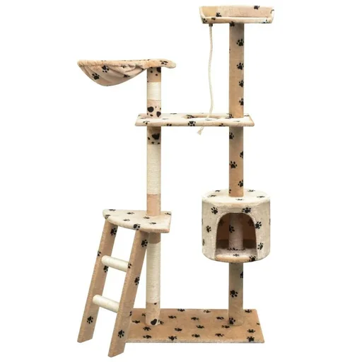 "Katzenkratzbaum mit Sisal Katzenbäume 150 cm Fußabdrücke beige image"