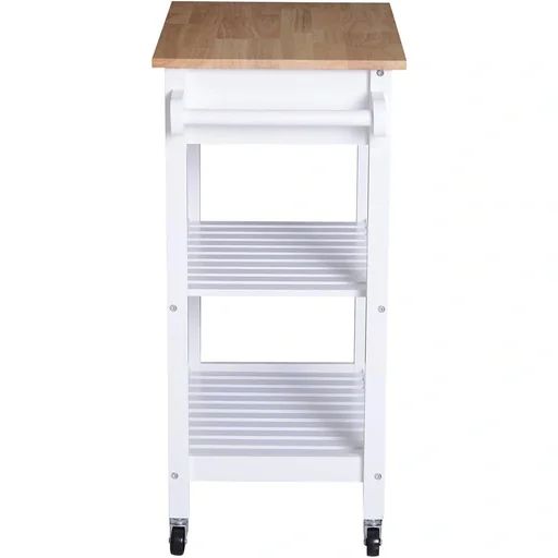 "Servierwagen Küchenwagen rollbar mit Schublade Holz weiß 64 x 39 x 84,5 cm image"