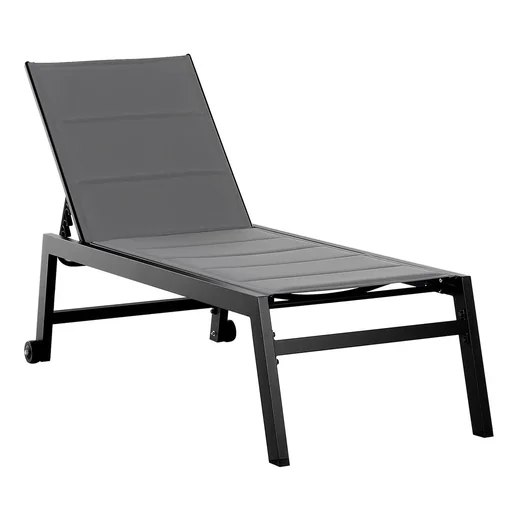 "Sonnenliege Alu Gartenliege Relaxliege Garten 5-stufige Rückenlehne verstellbar Stahl Texteline Schaumstoff Grau 168 x 7 image"