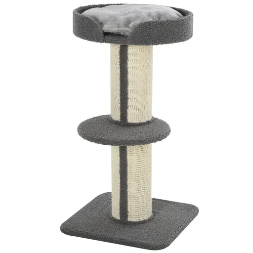 "Katzenbaum Spielbaum Kratzstamm mit Plattform Sisal E1 Spanplatte Plüsch Grau 45 x 45 x 91 cm image"