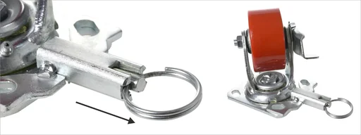 "Schwerlast Bock- & Lenkrolle DIRECTION LOCK 3in1 - Ø 152 mm, Gusseisen, soft, 2 Einspritzdüsen, Bremse, Tragkraft 400 kg image"