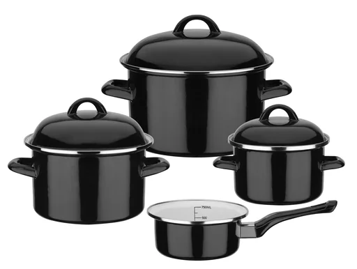 "Kochtopf-Set "Black & White", Stahl-Emaille, 7-teilig image"