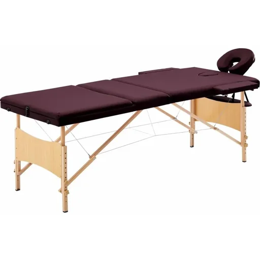 "Klappbarer Massagetisch mit 3 Zonen, Holz lila image"
