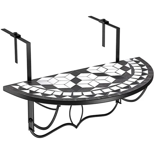 "Mosaik-Balkontisch, schwarz und weiß image"