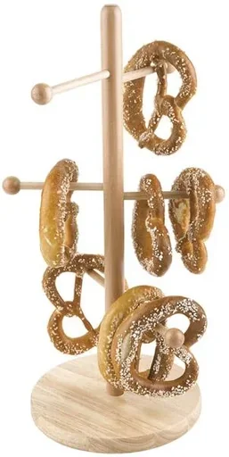 "Brezel- oder Wurstständer - Verkaufsständer Buchen-Holz versiegelt, Fuß Ø 22 cm, Höhe 50cm image"
