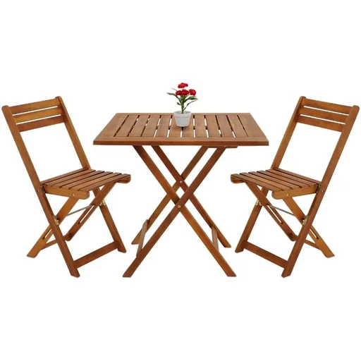 "3-teiliges Akazienholz-Balkonset - 2 Stühle und 1 Tisch image"