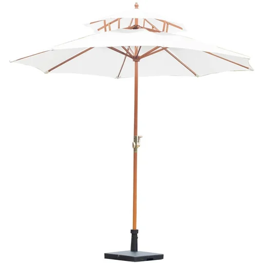 "Holz Sonnenschirm Gartenschirm Balkonschirm Doppeldach 2 7m image"