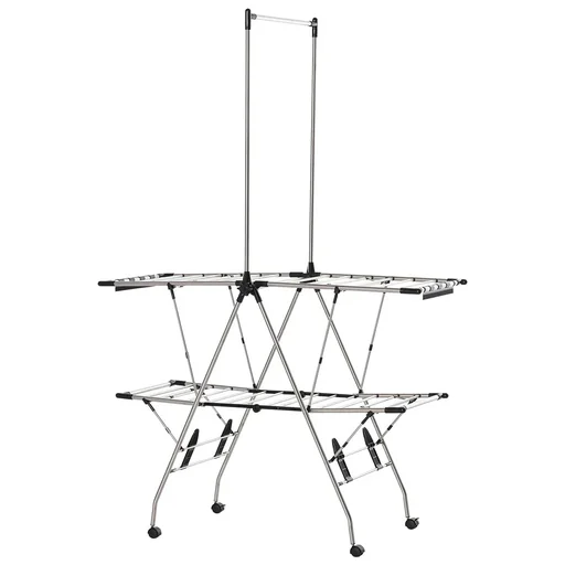 "Kleiderständer Wäschetrockner Wäscheständer Standtrockner zusammenklappbar großer Trockenraum Edelstahl 138,5x63x208cm image"