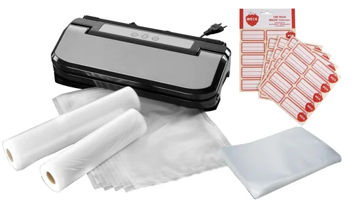 "Set Vakuumierer, Edelstahl, 150 Watt + 50 Vakuumbeutel + 100 Etiketten image"