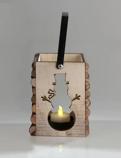 "LED Holzleuchter Schneemann image"