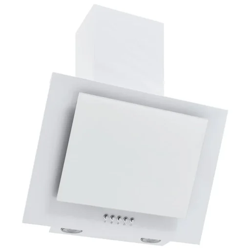 "Wandhaube 60 cm aus Edelstahl und gehärtetem Glas weiß image"