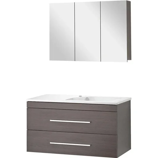 "Badezimmermöbel Style 100cm links - schwartz Eiche image"