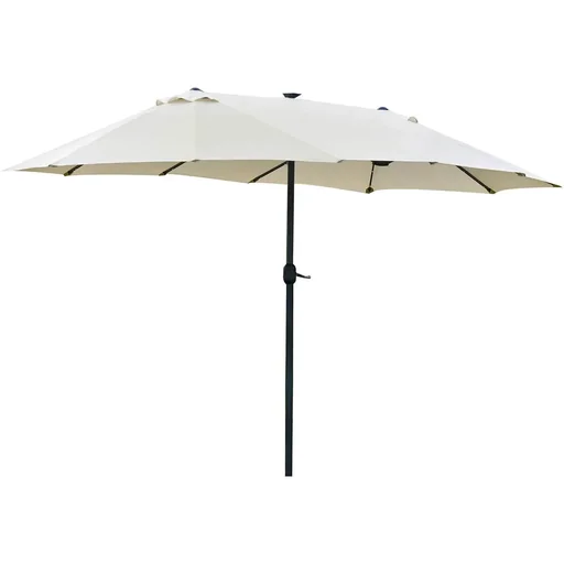 "Sonnenschirm mit LED Doppelsonnenschirm 440 x 260 cm Gartenschirm Marktschirm groß Terrassenschirm mit Handkurbel Oval M image"