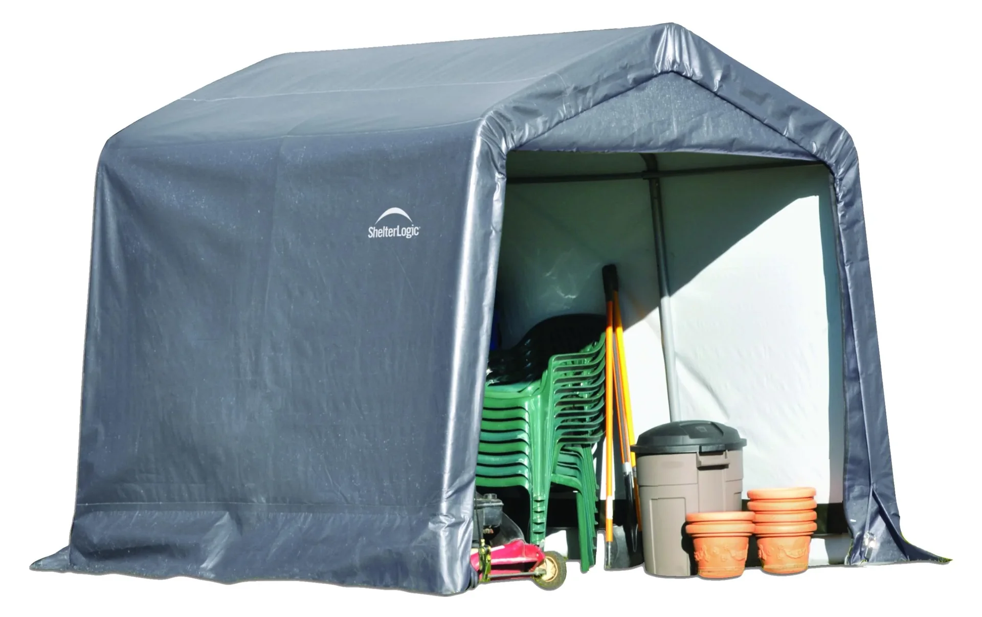 "ShelterLogic Foliengerätehaus 5,76 m², grau, 240×240 cm – DuPont-Stahlrahmen, wetterfest image"