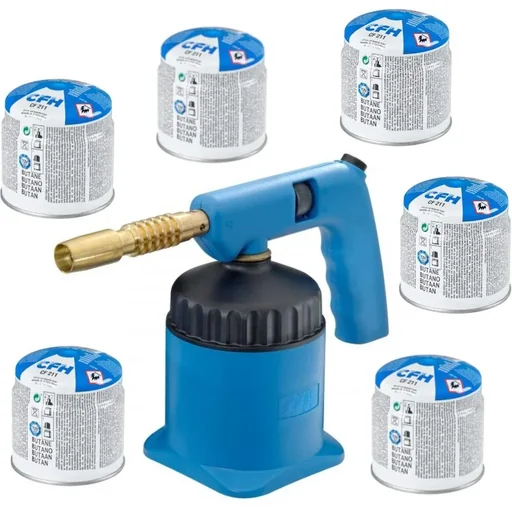 "Lötbrenner PZP7000 mit 6 Gaskartuschen, Piezozündung und in allen Positionen verwendbar image"